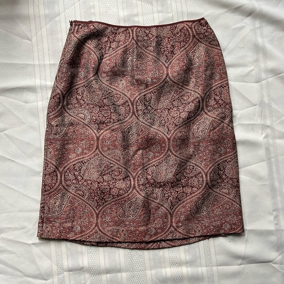 Banana Republic Soft Wool Silk Paisley Quiet Luxury Size 8 Lined Zipper Skirt - Picture 7 of 9